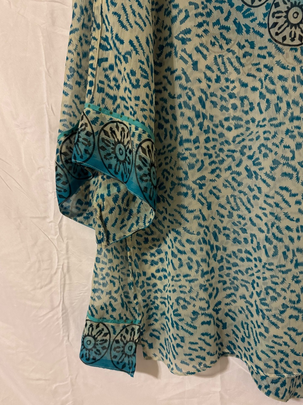 Turquoise Hand Beaded Women's Swim Coverup Size 2X - Picture 4 of 9